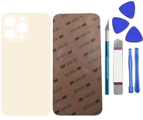 Dakexiong 13 Pro Max - Verre arrière de rechange pour iPhone 13 Pro Max avec kit de réparation et autocollant préinstallé, couleur : or