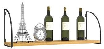 Botellero Vino Pared Vinoteca Mueble Bar Garrafeira Mini Bar Wine Rack Mueble Comedor Cocina Estanteria Madera Estantes de Almacenamiento para Barra para Bar Cocina Despensa Bodega(Black,NO GLASS RACK