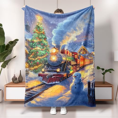 Coperta natalizia vintage, colorata, decorazione invernale per le vacanze, coperta in morbido pile per divano, viaggi, campeggio, tutte le stagioni, 101 x 127 cm