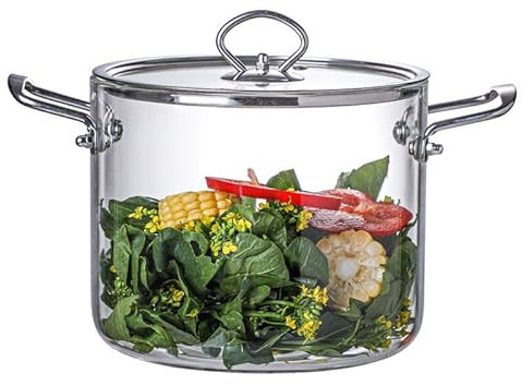 Cacerola de vidrio transparente con tapa, resistente al calor, para cocina doméstica, capacidad de 4,5 L