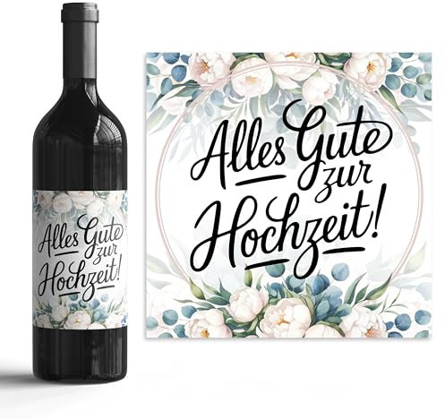 Ausgefallene Geschenk zur Hochzeit - Flaschenaufkleber 6er Set selbstklebend - Perfekt für Wein & Sektflaschen - Hochzeitsfeier