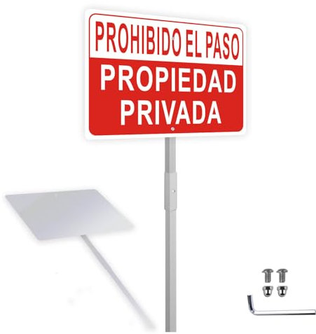 Señal Prohibido el paso de propiedad privada con estaca,Señal de prohibición de disuasión Cartel de metal de aluminio 30x20cm