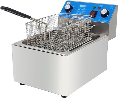 Friggitrice commerciale, friggitrice commerciale, friggitrice elettrica in acciaio inox con cestello per la cucina di casa e il ristorante Friggitrice da banco con limitatore di temperatura 10L/10,5