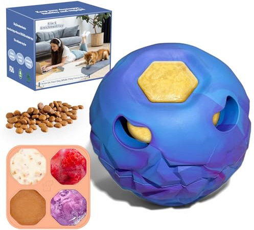 Freezeball Interactive Power Chewer Frozen Puzzle Keeps Large Dogs Busy | Durable Rubber,Treat Fillable,IQ Puzzle,Separation Anxiety,Dishwasher Safe,Slow Feeder