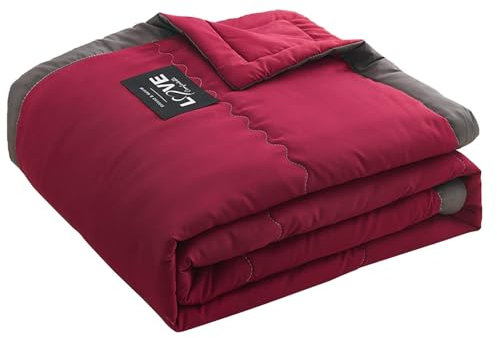 Generisch Coperta termica leggera per tutte le stagioni, per persone che sudano durante il sonno e la notte più fresca coperta a doppio effetto freddo in fibra termica umana (rosso A)