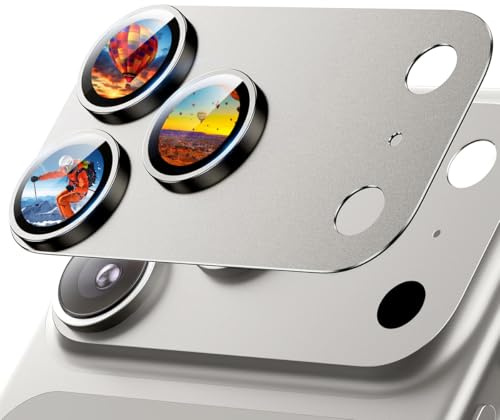 Jurqqer Kameraschutz für iPhone17 Pro Max 6,9 Zoll, [Kratzfest & Anti-Fingerabdruck] 9H Ultradünner Gehärtetes Glas, Kamera Schutz aus Aluminiumlegierung, Matt Metallplatte, 1 Stück, Titan Natur