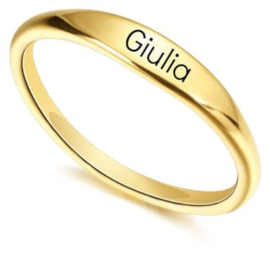 OTXIXTO Personalisierte Stapelringe für Damen Individuell Gravierter Name/Geburtsblume Silber/Gold/Roségold Edelstahl Verlobungsringe Schmuckgeschenke für Freundin Mutter Tochter