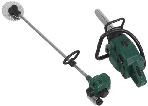 ORFOFE 2 Stück Miniatur Gartenwerkzeug Teilig PVC Mini Rasenmäher und Motorsäge Detaillierte Gartendeko Figuren für Puppenhaus Outdoor Kreatives