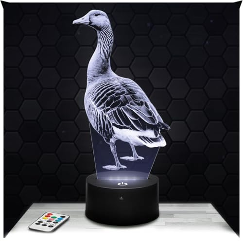 Lampephoto.fr - Lampe Gans 3D Touch Nachtlicht Ganter | Made in France, Sockel & Größe wählbar, dimmbar, Batterie/USB, HD-Lasergravur, Geschenk für Sie & Ihn