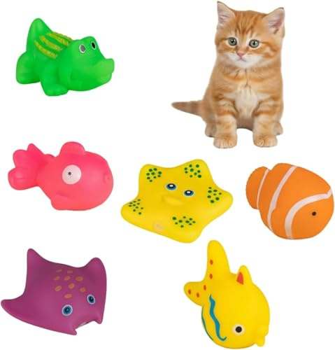 Ssmmam 6 juguetes interactivos coloridos para gatos de piscina, juguete de agua flotante para gatos, juguete de peces para nadar y nadar, juguetes sensoriales para gatos de interior para jugar por sí