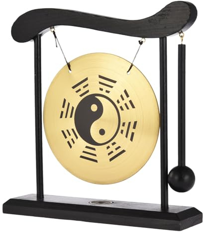 Japanischer Mini Gong - Tisch Gong Percussion Set | Meditations Glocke für Schreibtisch, Dekoratives Instrument, Klangvolle Entspannung für Home Office Yoga Praxis, Spirituelles Amb