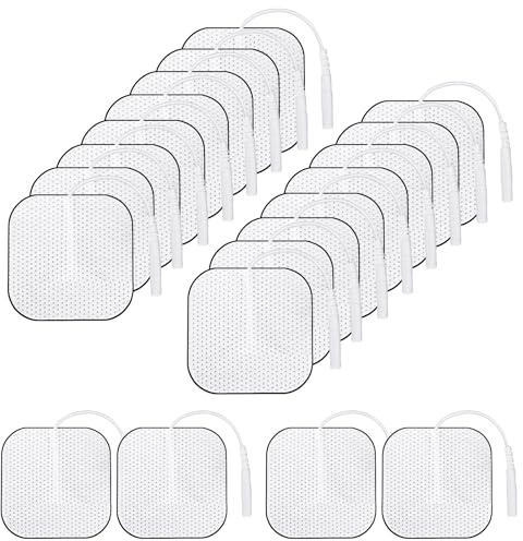 Zankeox 20Pack TENS Unit Replacement Electrode Pad, Self-Adhesive Reusable Electrodes for TENS Therapy Machine Massager Muscle Stimulator with Upgraded Self-Stick Performance and Non-Irritating Design