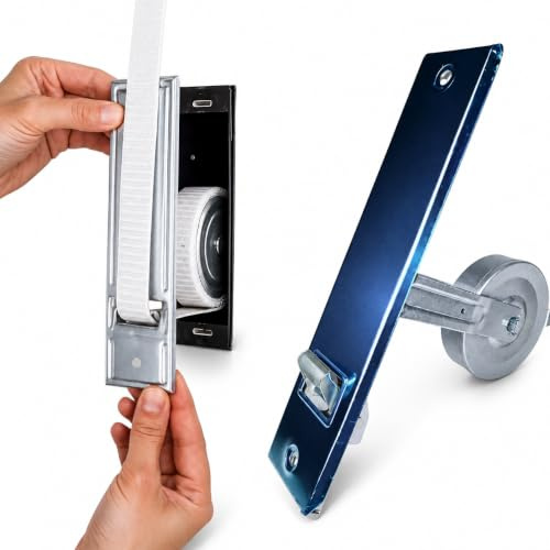 Topolenashop Avvolgitore da Incasso Maxi per Tapparella con Cinghia 23 mm – Sistema Pretensionato con Placca in Acciaio 6 x 185 cm, Freno Integrato e Montaggio a Parete per Tapparelle Manuali