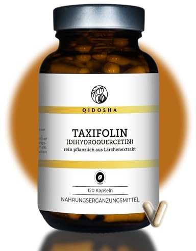 QIDOSHA® Taxifolin aus rein pflanzlicher Quelle, 120 Kapseln im Apothekerglas, 100mg reines Taxifolin je Kapsel, jede Charge laborgeprüft, deutsche Fertigung