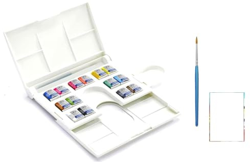 Winsor & Newton Cotman Aquarelle 14 Demi-Godets + 1 Pinceau et 1 Carte