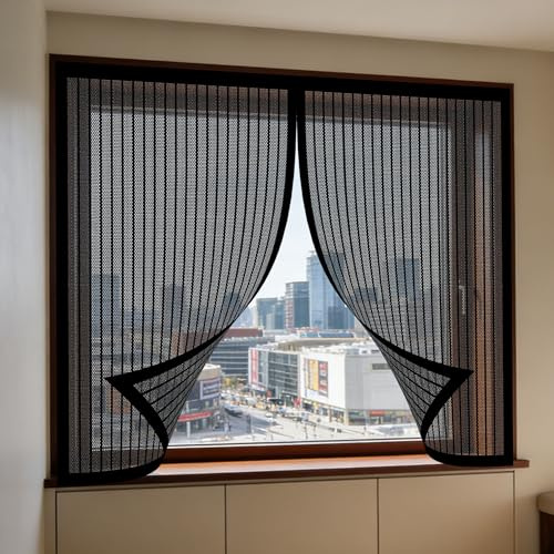 Zanzariere Magnetiche 140 x 90 cm Anti Zanzare Insetti Zanzariera Finestra Magnetica Senza Forare O Avvitare per La Maggior Parte Dei Tipi di Finestre O Porta Del Balcone, Nero