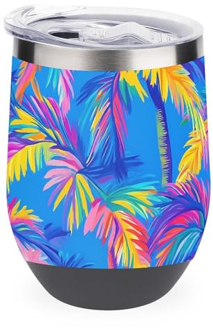 Colorful Palm Trees Stainless Steel Wine Tumbler 12oz