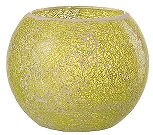 J-Line Photophore Mosaiques Rond Verre Jaune Large