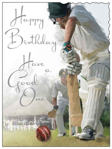 Jonny Javelin Open Male Birthday Card - Cricket Match 7.25 x 5.5 Code V205