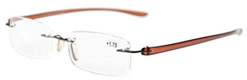 Eyekepper Leser Kleine Linse Randlos Lesebrille Männer Frauen(Braun Buegel)+1.25