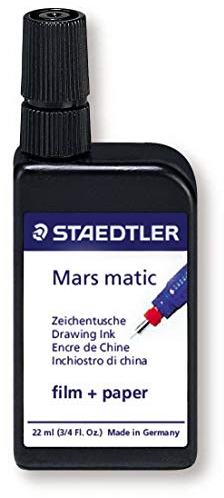 STAEDTLER 745 M2-9. Tinta china Mars Matic M2 bi-soporte papel vegetal y poliéster. Frasco 22 ml, color negro intenso