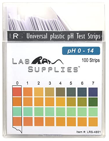 Plastic pH Test Strips, Universal Application (pH 0-14), 100 Strips
