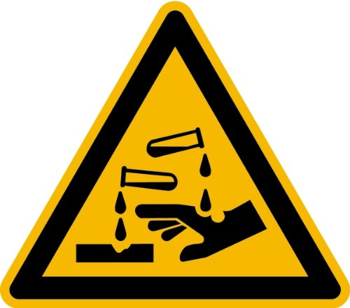 LEMAX® Aufkleber Warnschild, Warnung vor ätzenden Stoffen W023 DIN EN ISO 7010 Folie selbstkl. gelb/schwarz, 100mm