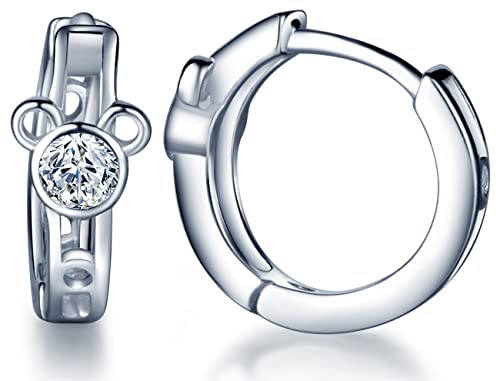 Unendlich U Süß Bär Damen Creolen 925 Sterling Silber Zirkonia Ohrringe Ohrstecker Ohrschmuck