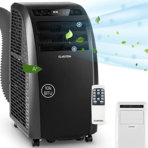 Klarstein Climatiseur Mobile Silencieux, 4 en 1, Mode Nuit, Déshumidificateur, Ventilateur, Mini Climatisation à Faible Conso, Evacuation, Clim Portable, Puissante, 10000 BTU