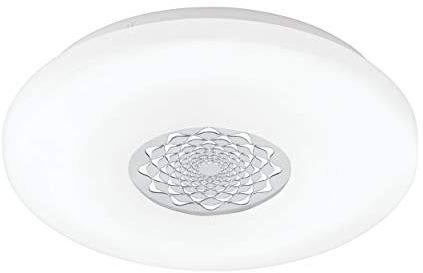 EGLO LED Deckenlampe Capasso 1, 1 flammige Deckenleuchte, Wandlampe mit Muster, Material: Stahl und Kunststoff, Farbe: Chrom, weiß, Ø: 40 cm