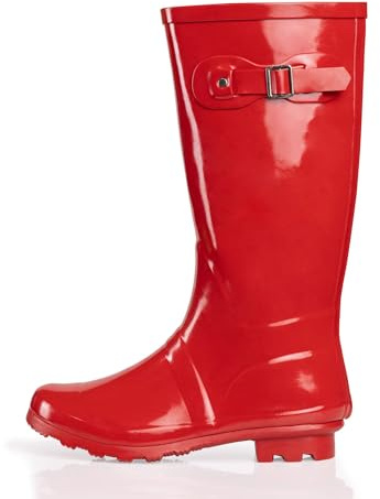 NORTY - Stivali da pioggia da donna alla caviglia - Stivali da donna impermeabili per inverno, primavera, giardino, rosso, 42