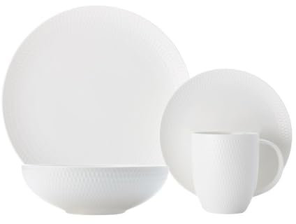 Maxwell & Williams DV0032 White Basics Diamonds 16 Piece Dinner Set in Gift Box, Porcelain, White