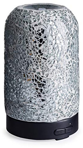Airome Esssential Oil Diffuser Medium Glass Mosaic Auto Shut Off Silver100ml