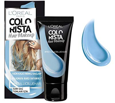 Colorista Hair Makeup Temporary Blonde Hair Colour, Metallic Blue