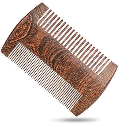 H&S Peine de Doble Cara para el Cuidado de la Barba - Cepillo de Madera Antiestático para Pelo Bigote de Hombre - Para Peinar y Aplicar Kit Aceites