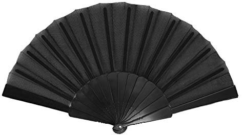 Oblique Unique® Handfächer Damen Fächer Ausklappbar Wandfächer Hochzeit Tanzen Karneval Fasching Party - Farbe wählbar (Schwarz)