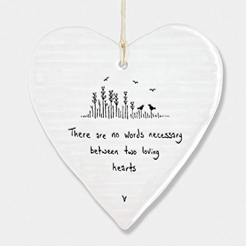 East of India Hanging Porcelain Heart Gift Two Loving Hearts