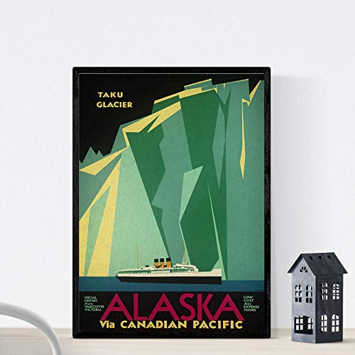 Nacnic Vintage Poster Vintage Plakat. Eisberg in Alaska. A4-Format