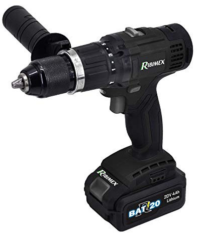 Ribimex PRBAT20/PRO3 Profi Schlagbohrschrauber 2 Akkus 20 V 2Ah-4Ah, schwarz