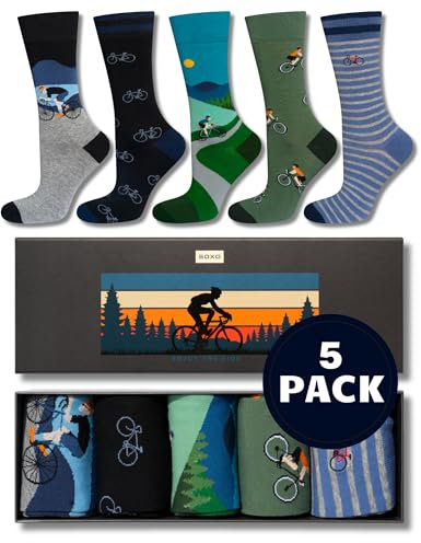 soxo Abenteuer Socken In Geschenkbox Lustige Geschenke Für Männer Herren Baumwolle Set Bunte Socks 40-45 Bike Ride 5 Paar