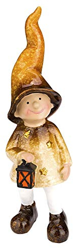 Manufaktur Lichtbogen Dekofiguren Wichtel braun mit Laterne