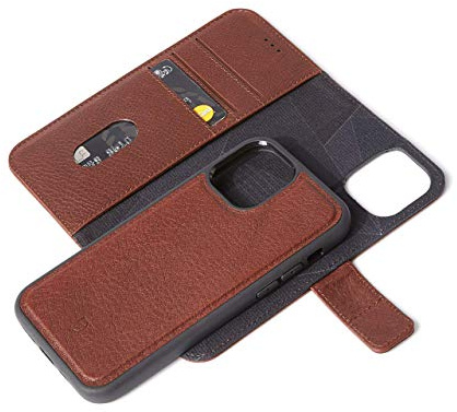 DECODED Detachable Leather Folio Case for iPhone 12 Mini Brown