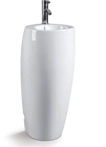 Rue Du Bain - Lave Main Totem Rond - Céramique Blanc - 39x85 cm - Ove