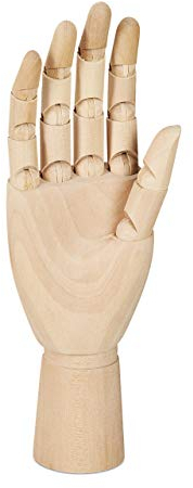 Relaxdays Holzhand, rechte Hand HBT: 25 x 8 x 5 cm, bewegliche Finger, realistisch Zeichnen, Malhilfe, Modellhand, natur