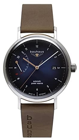 Bauhaus Herren Bauhaus Herrenuhr Automatik 2160 mit Gangreserveanzeige und Lederarmband
