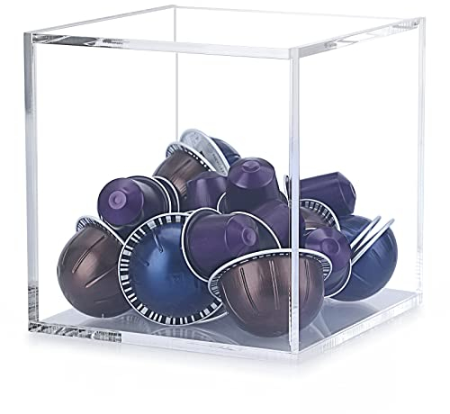 IGNPION Boîte de rangement en acrylique pour capsules de café compatible avec toutes les dosettes de café et capsules de café - Boîte de rangement en acrylique avec couvercle (15 x 15 x 15 cm)