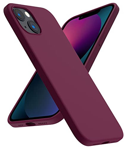 ACRONIX Cover Silicone per iPhone 13 (6.1), Silicone Liquido Premium, Custodia Protettiva Antiurto a 3 Strati, Case Ultra-Sottile con Fodera in Microfibra per iPhone 13-Vino Rosso