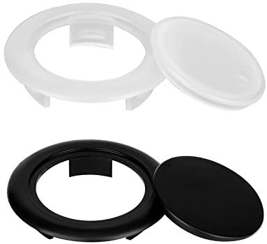 Savita 2 Juegos Anillo y Tapa para Sombrilla de Mesa de Patio, 5,08cm Plástico Anillo de Agujero de Paraguas y Tapon Mesa Sombrilla para al Aire Libre Verano Fiestas en Jardín (Negro, Transparente)