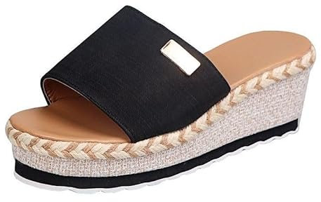 Dasongff Sandales Femme à Plateau Slip-on Été Sandale Plateforme Claquettes Nu Pieds Semelle Compensée Confortable Fleurs Sandale Talon Compensé Confort Romaines Talon Compensé Pas Cher