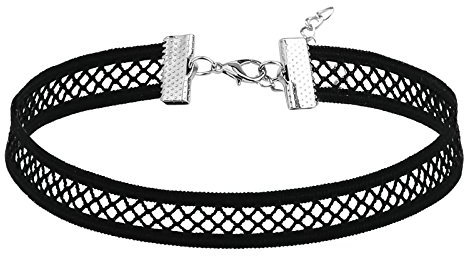 Banemi Goth Choker, Kette Anhänger Damen Gittergewebe Edelstahl Schwarz Halsband Cosplayer für Halloween 33cm